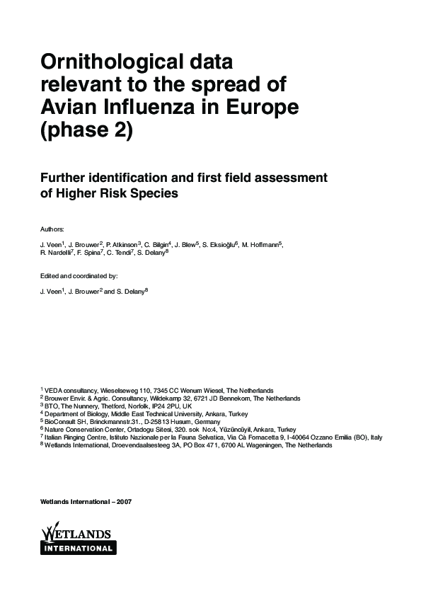 (PDF) Ornithological data relevant to the spread of Avian Influenza in ...