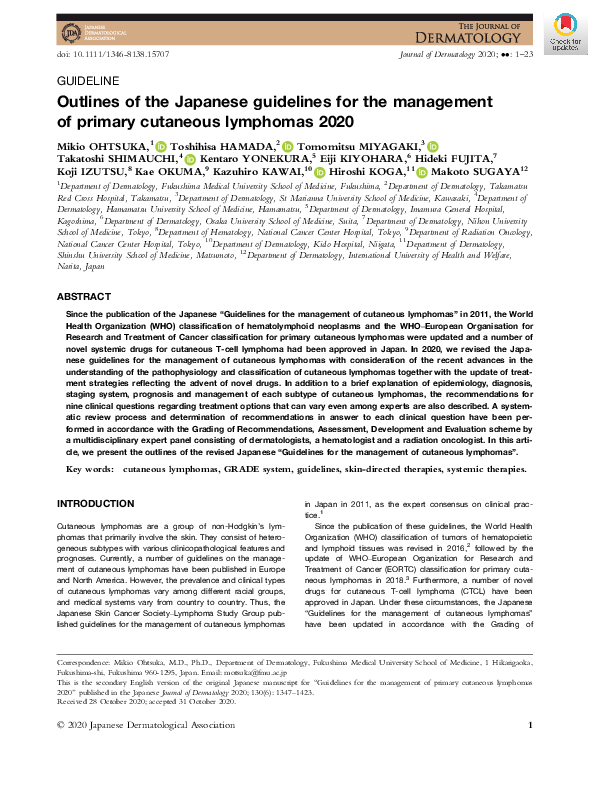 (PDF) Outlines of the Japanese guidelines for the management of primary ...