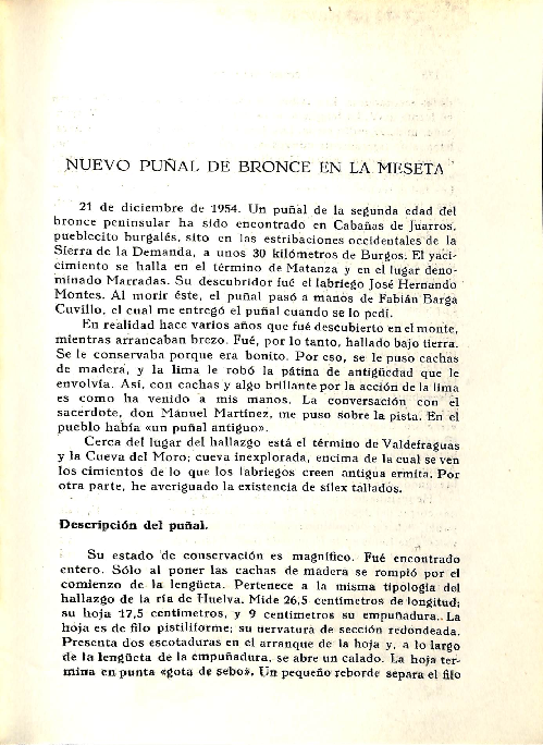 (PDF) Nuevo puñal de bronce en la Meseta
