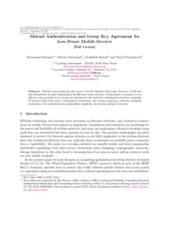 (PDF) Mutual authentication and group key agreement for low-power ...