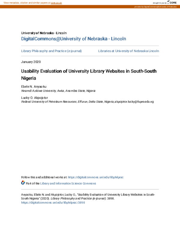 (PDF) Usability Evaluation of University Library Websites in South ...