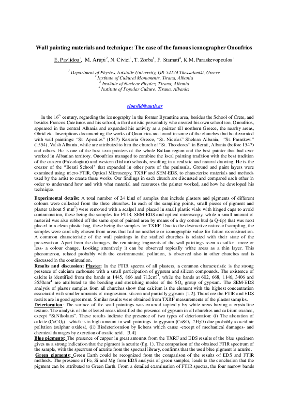 (PDF) Wall painting materials and technique: The case of the famous ...
