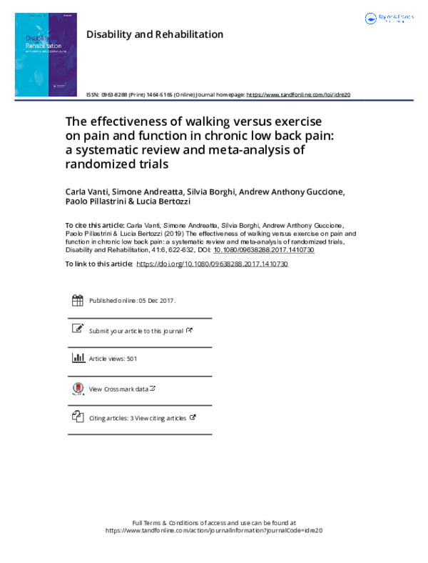 (PDF) The effectiveness of walking versus exercise on pain and function ...