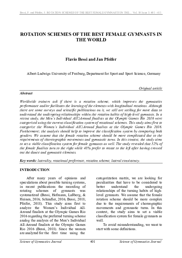 (PDF) Rotation Schemes of the Best Female Gymnasts in the World