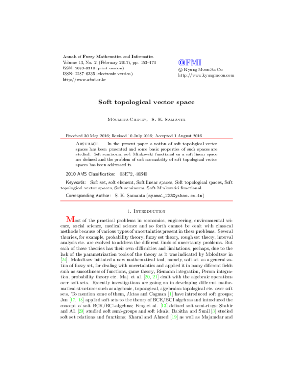 (PDF) Soft topological vector space