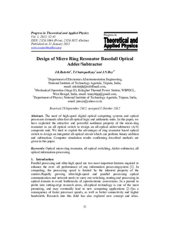 (PDF) Design of micro-ring resonator based all-optical parity generator ...