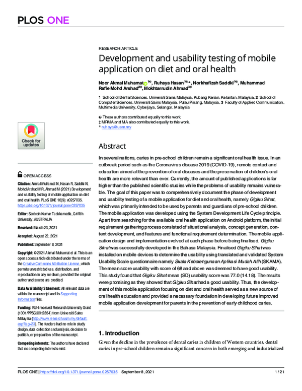 (PDF) Development and usability testing of mobile application on diet ...