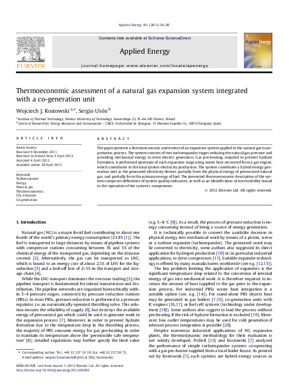 (PDF) Thermoeconomic assessment of a natural gas expansion system ...