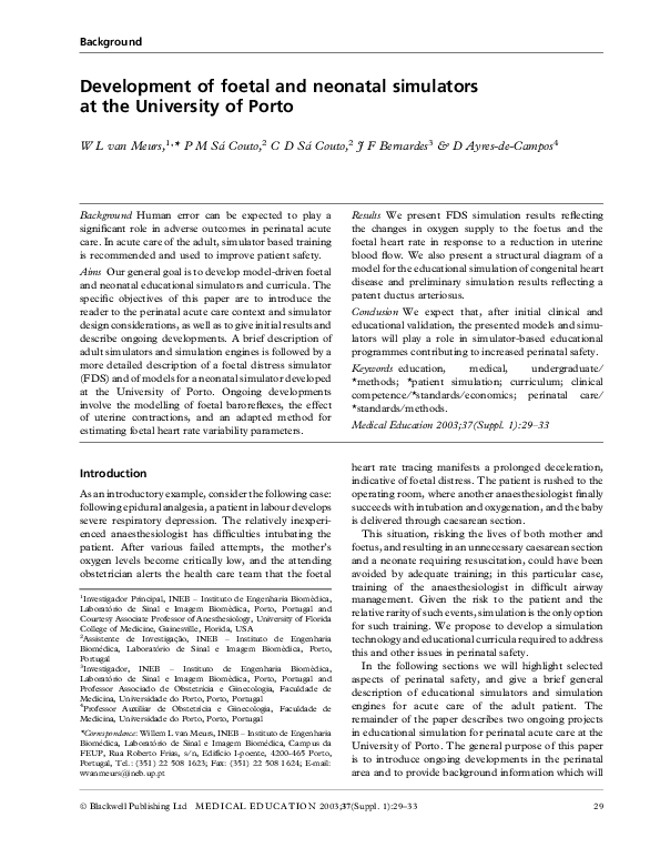 (PDF) Development of foetal and neonatal simulators at the University ...