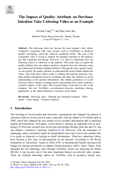 (PDF) The Impact of Quality Attribute on Purchase Intention