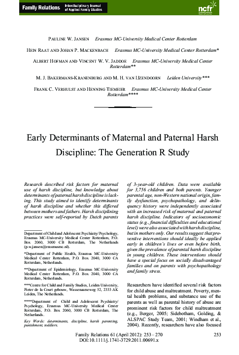 (PDF) Early Determinants of Maternal and Paternal Harsh Discipline: The ...