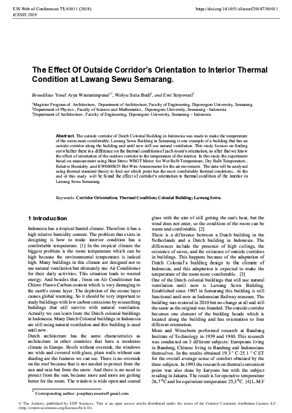 (PDF) The Effect Of Outside Corridor’s Orientation to Interior Thermal ...