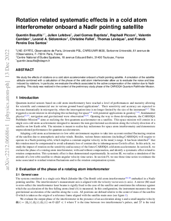 (PDF) Rotation related systematic effects in a cold atom interferometer ...