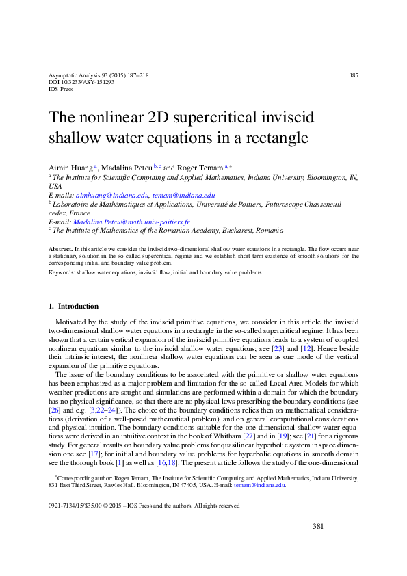 (PDF) The nonlinear 2D supercritical inviscid shallow water equations ...