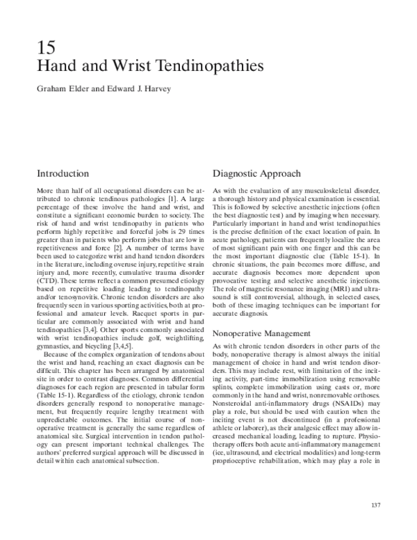 (PDF) Hand and Wrist Tendinopathies Graham Elder Academia.edu