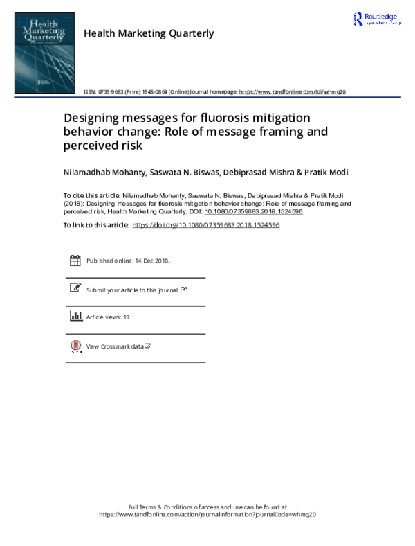 (PDF) Designing messages for fluorosis mitigation behavior change: Role ...