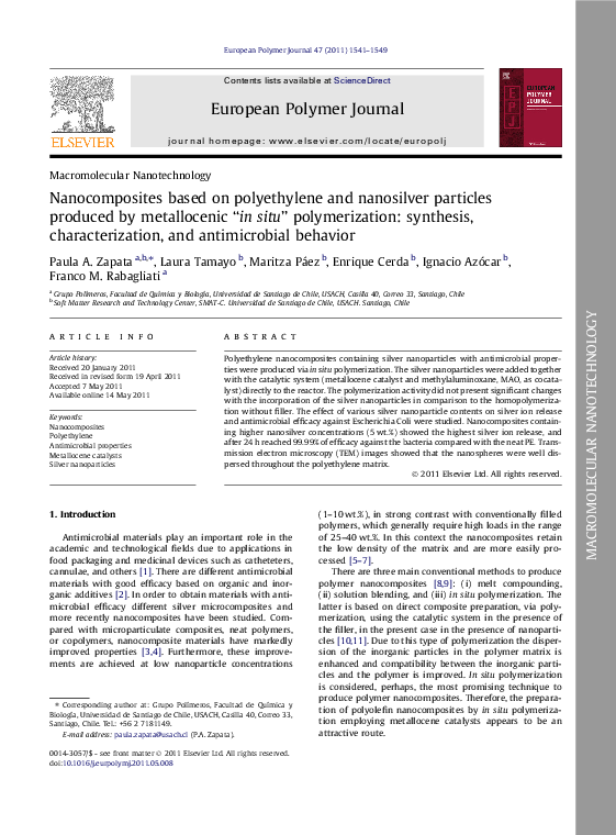 (PDF) Nanocomposites based on polyethylene and nanosilver particles ...
