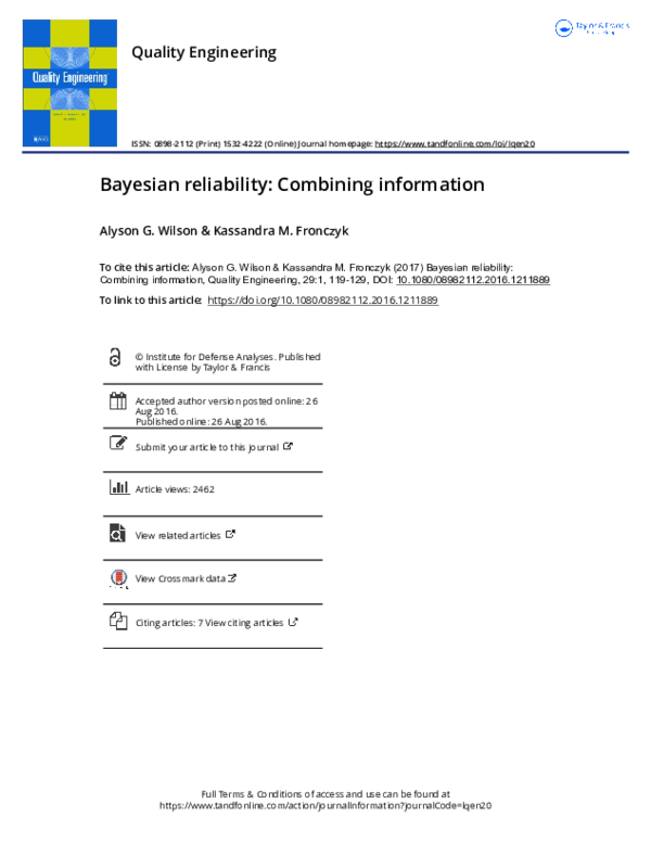 (PDF) Bayesian Reliability: Combining Information