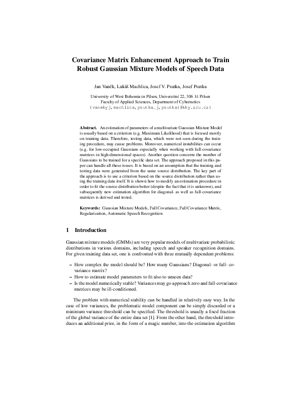 (PDF) Covariance Matrix Enhancement Approach to Train Robust Gaussian ...