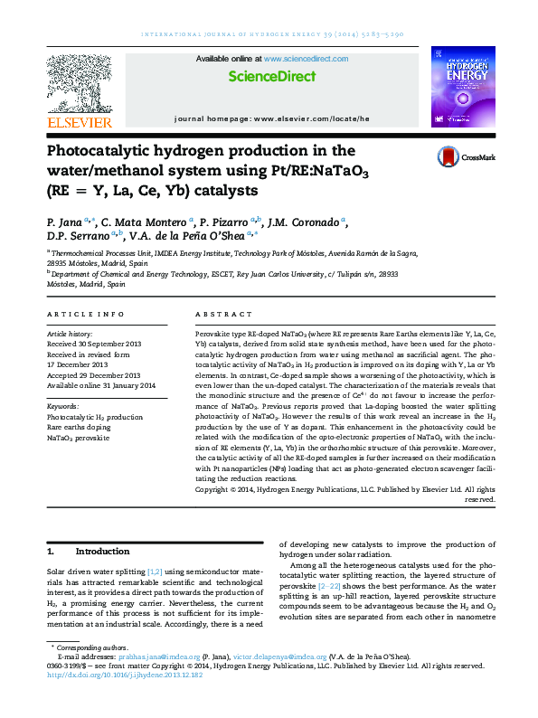 (PDF) Photocatalytic hydrogen production in the water/methanol system ...
