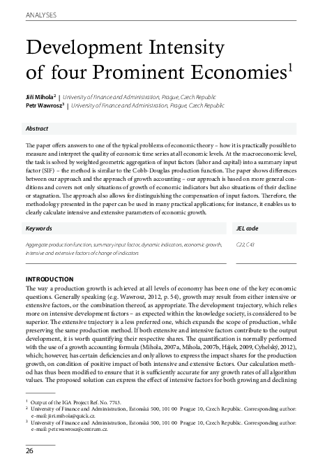 (PDF) Development Intensity of four Prominent Economies