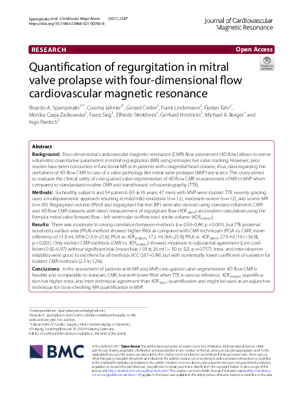 (PDF) Quantification of regurgitation in mitral valve prolapse with ...