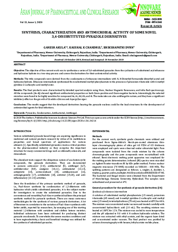 (PDF) Synthesis, Characterization and Antimicrobial Activity of Some ...
