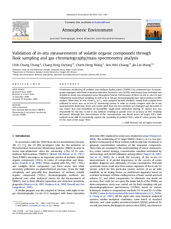 (PDF) Validation of in-situ measurements of volatile organic compounds ...