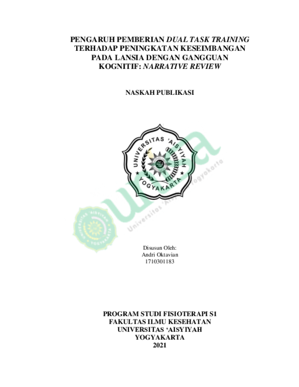 (PDF) Pengaruh Pemberian Dual Task Training Terhadap Peningkatan ...