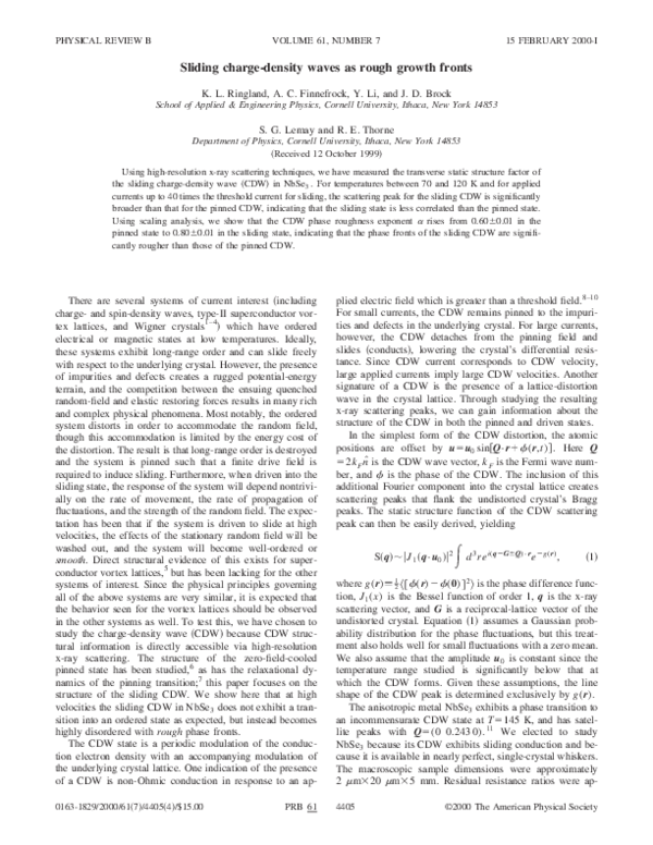 (PDF) Sliding charge-density waves as rough growth fronts