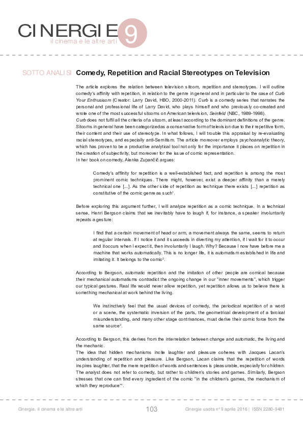 (PDF) Comedy, Repetition and Racial Stereotypes on Television