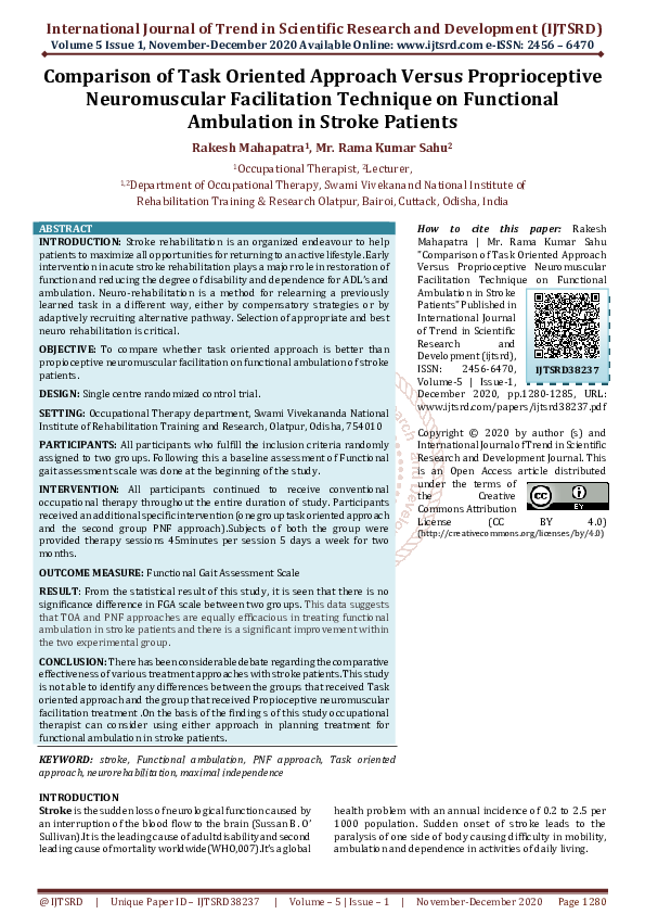 (PDF) Comparison of Task Oriented Approach Versus Proprioceptive ...