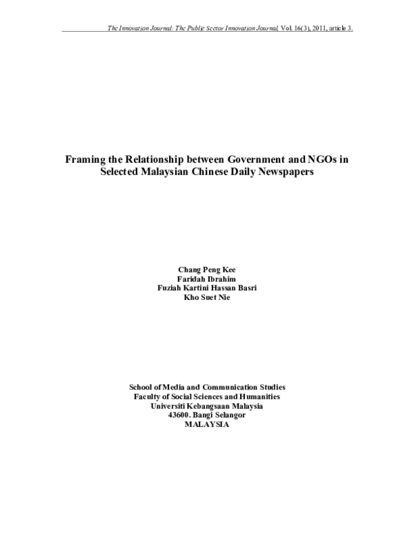 (PDF) Framing the relationship between government and NGOs in selected ...