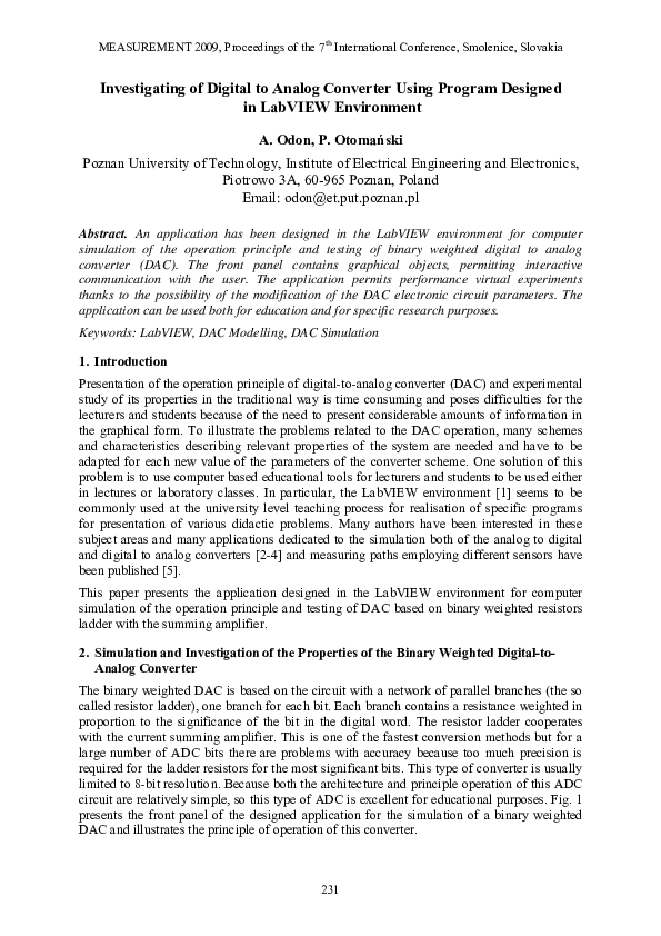(PDF) Investigating of Digital to Analog Converter Using Program
