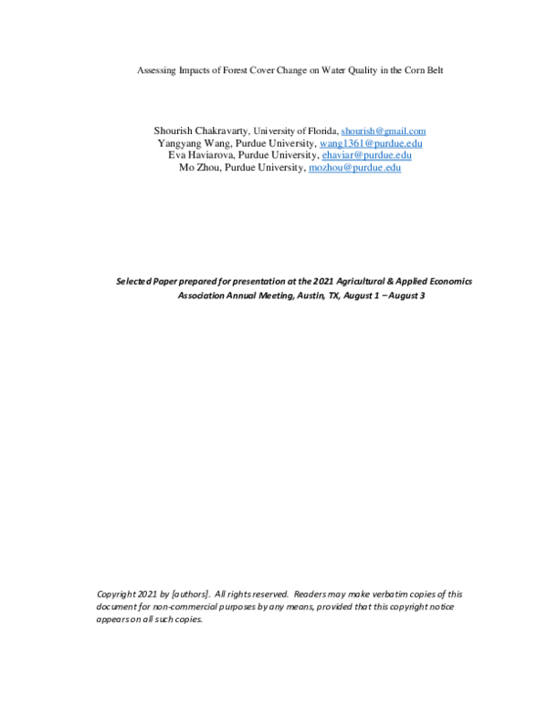 (PDF) Assessing Impacts of Deforestation on Water Quality in ...
