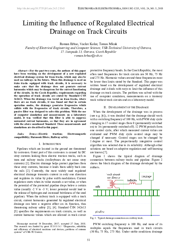 (PDF) Limiting the Influence of Regulated Electrical Drainage on Track ...
