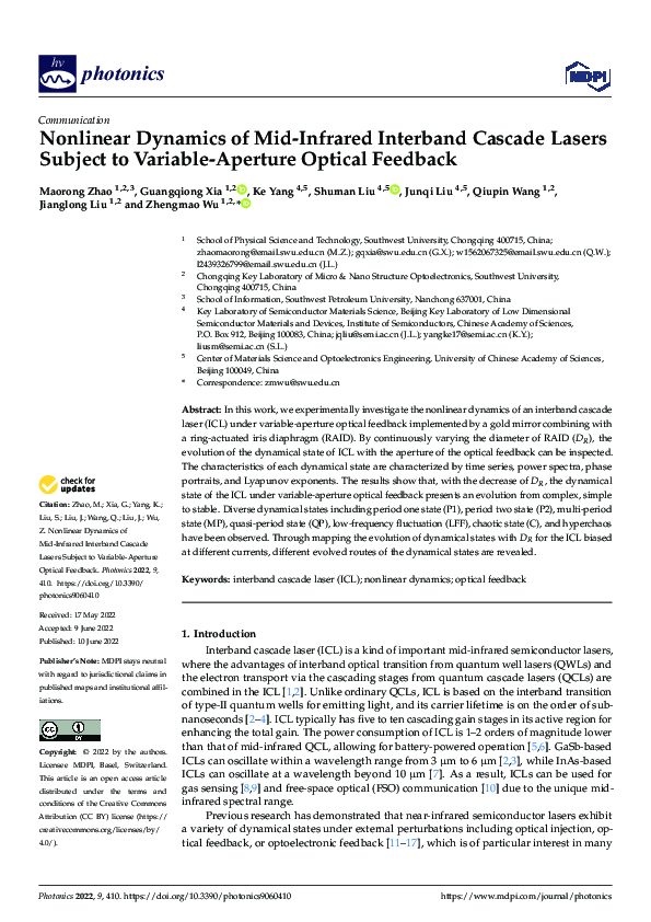 (PDF) Nonlinear Dynamics of Mid-Infrared Interband Cascade Lasers ...