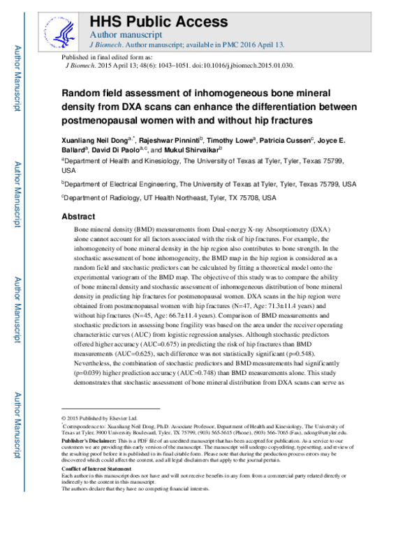 (PDF) Random field assessment of inhomogeneous bone mineral density ...