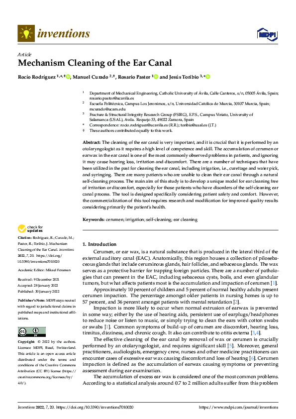 (PDF) Mechanism Cleaning of the Ear Canal