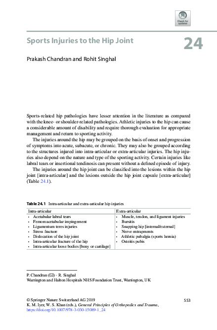 (PDF) Sports Injuries to the Hip Joint