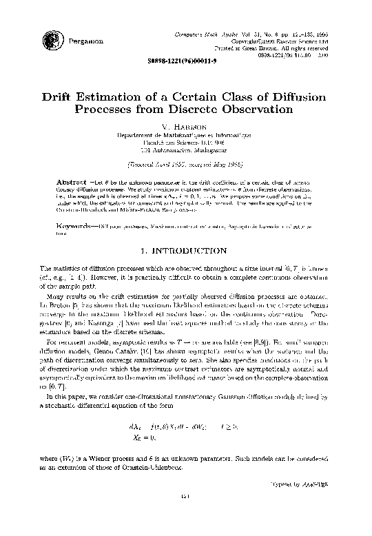 (PDF) Drift estimation of a certain class of diffusion processes from ...