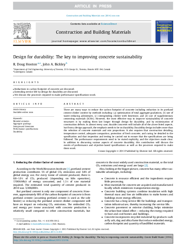 (PDF) Design for durability: The key to improving concrete sustainability