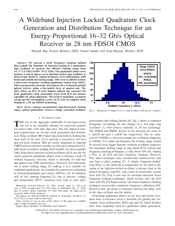 (PDF) A Wideband Injection Locked Quadrature Clock Generation and ...
