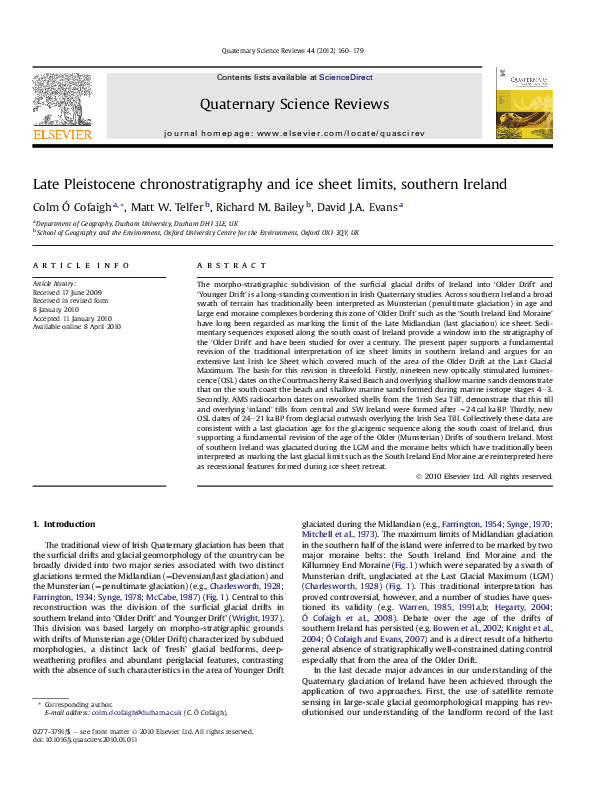 (PDF) Late Pleistocene chronostratigraphy and ice sheet limits ...
