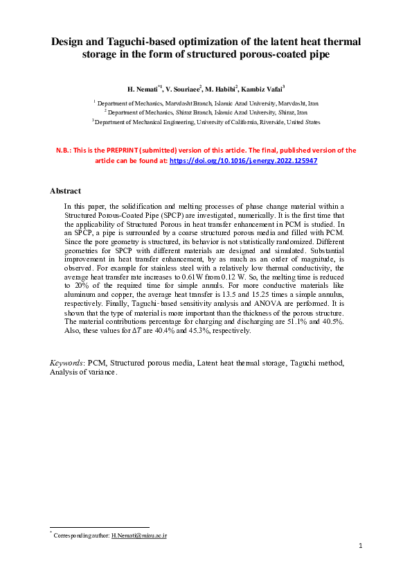 (PDF) Design and Taguchi-based optimization of the latent heat thermal ...