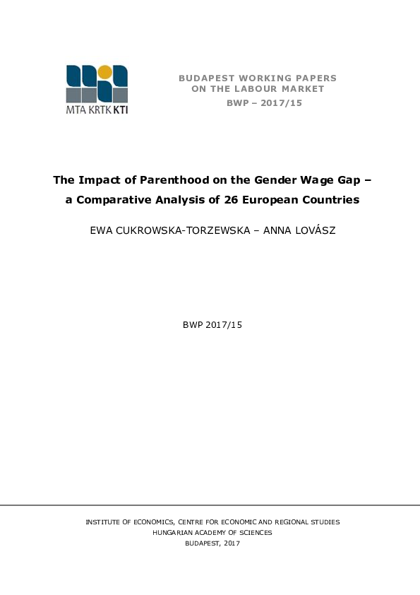 (PDF) The Impact of Parenthood on the Gender Wage Gap – a Comparative ...