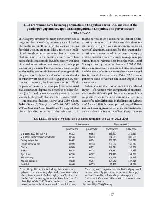 (PDF) Do women have better opportunities in the public sector? An ...