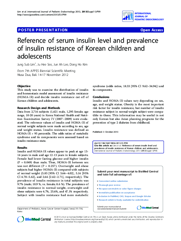 (PDF) Reference of serum insulin level and prevalence of insulin ...