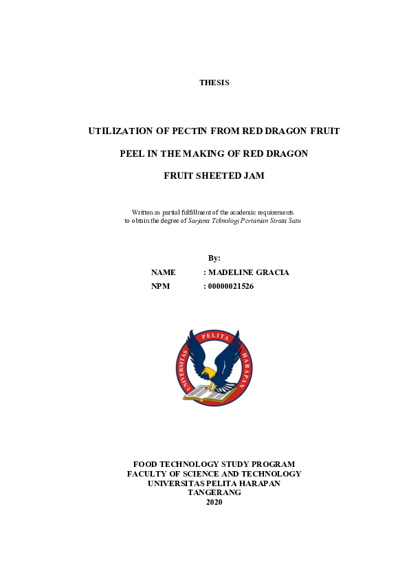 (PDF) UTILIZATION OF PECTIN FROM RED DRAGON FRUIT PEEL IN THE MAKING OF RED DRAGON Madeline