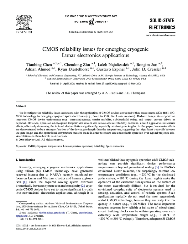 (PDF) CMOS reliability issues for emerging cryogenic Lunar electronics ...